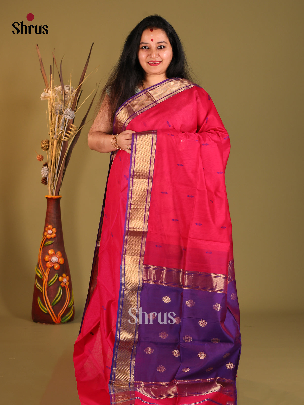 DHS06103 - Maheshwari silkcotton Saree - Shop on Shrus.com