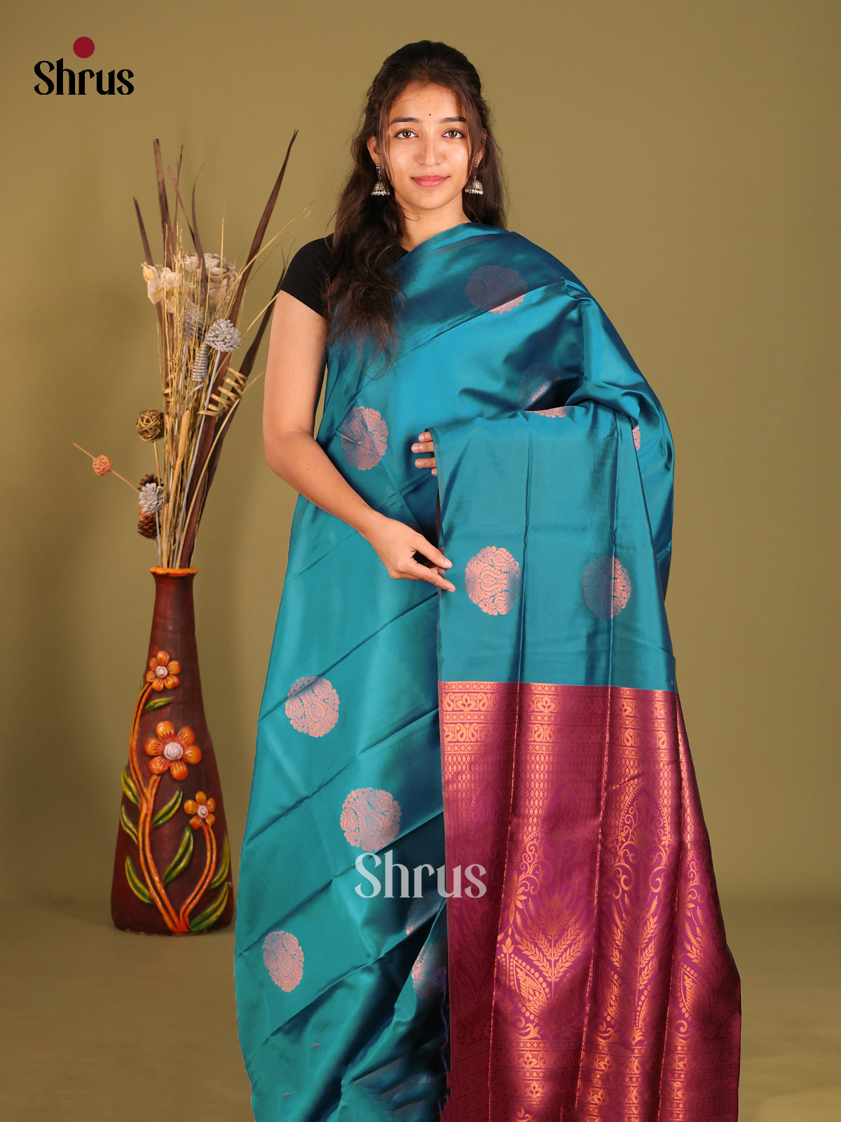 Blue & Purple- Semi Softsilk Saree