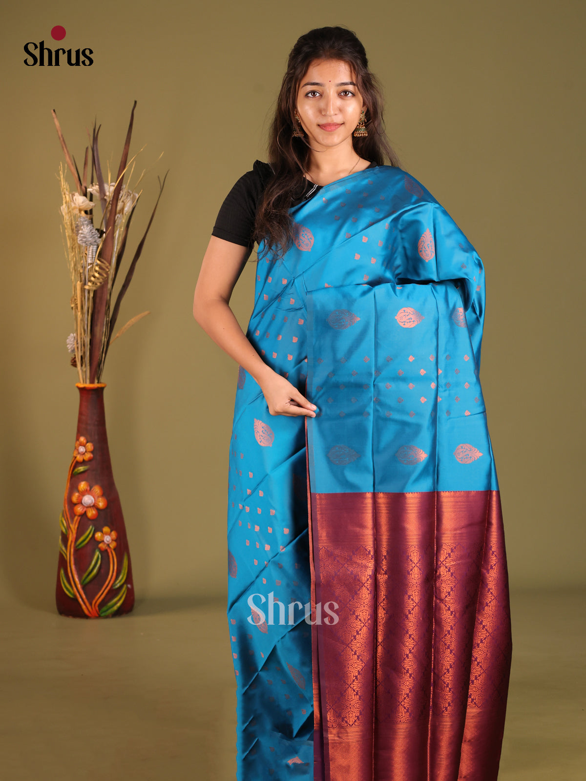 Blue & Purple- Semi Softsilk Saree