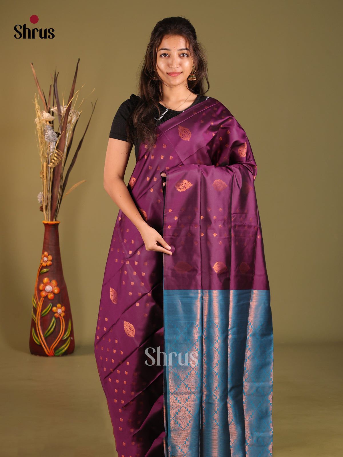 DHS06339 - Semi Softsilk Saree - Shop on Shrus.com