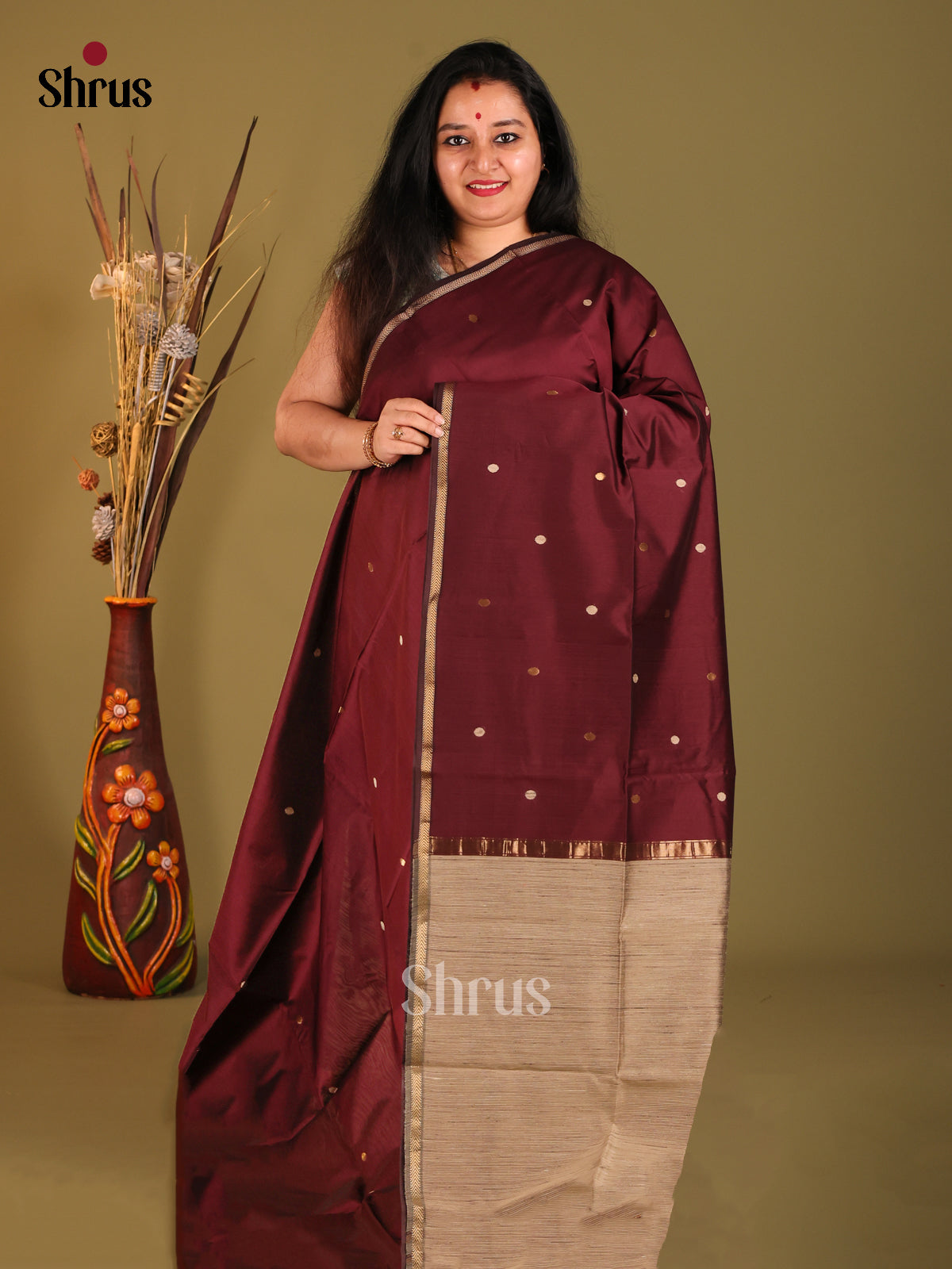 DHS06363 - Maheshwari silkcotton Saree - Shop on Shrus.com