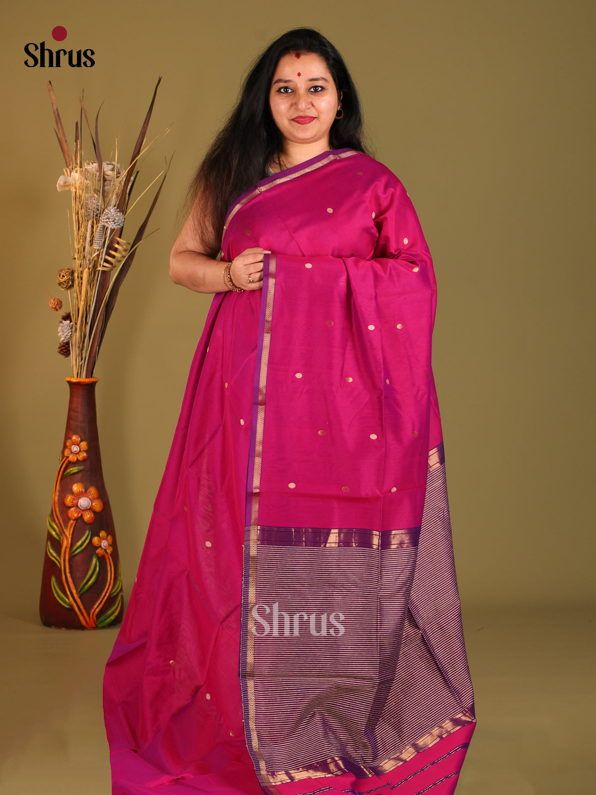 DHS06364 - Maheshwari silkcotton Saree - Shop on Shrus.com
