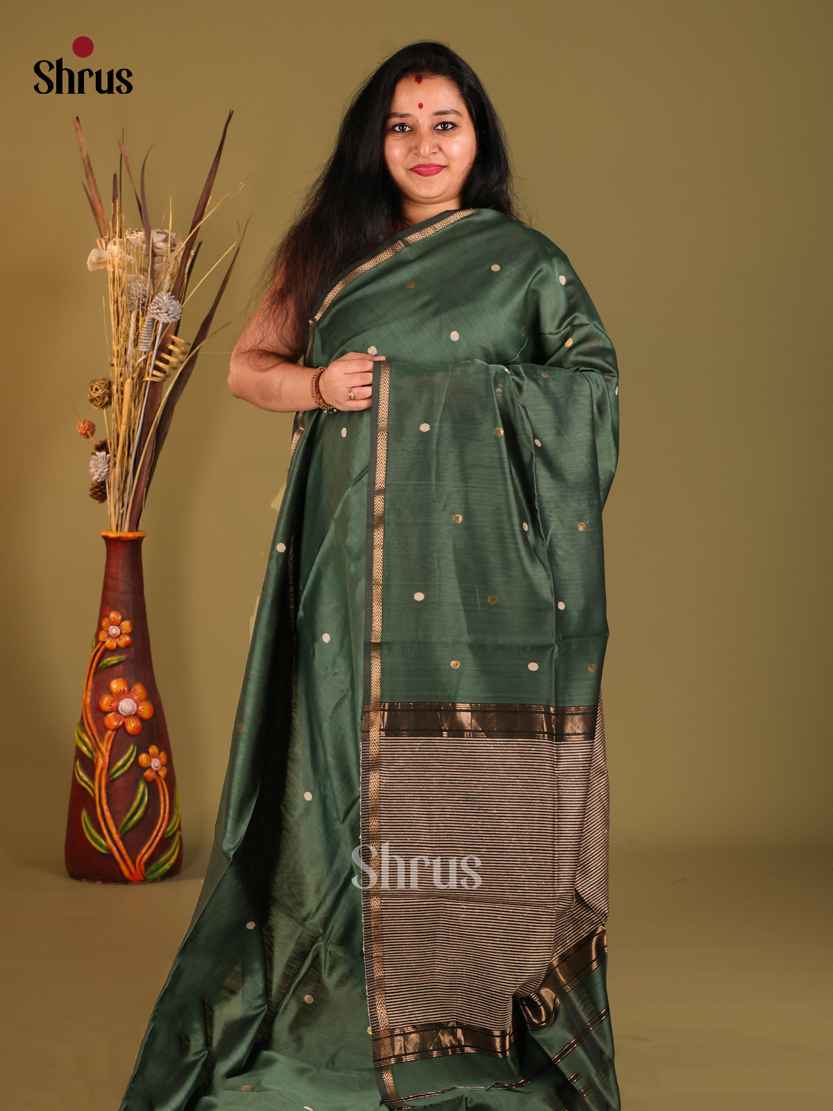 DHS06366 - Maheshwari silkcotton Saree - Shop on Shrus.com