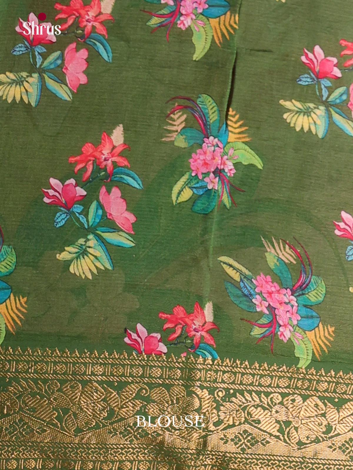 Pink & Green - Mangalagiri printed silkcotton Saree - Shop on Shrus.com