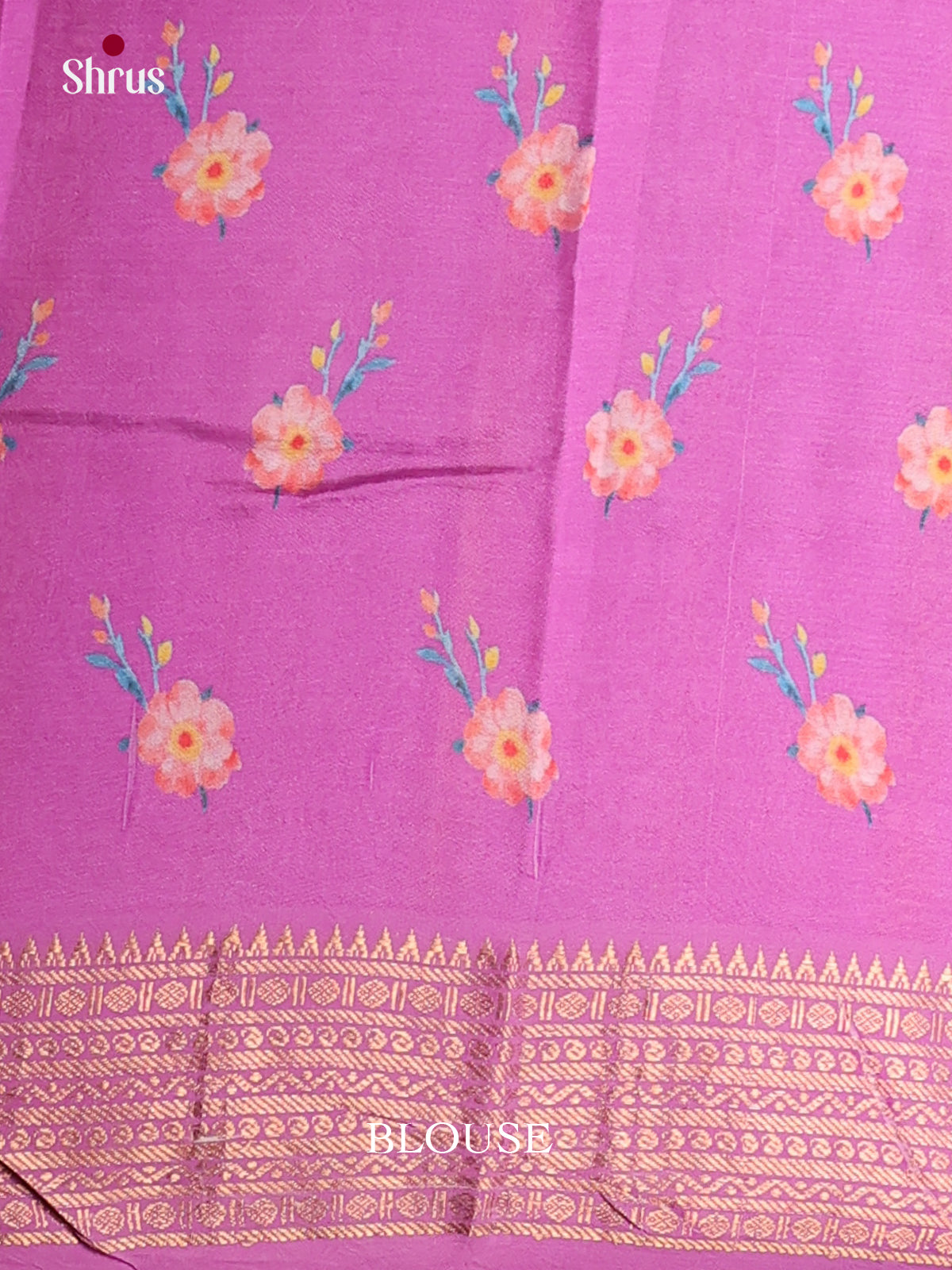 Black & Purple - Mangalagiri printed silkcotton Saree - Shop on Shrus.com