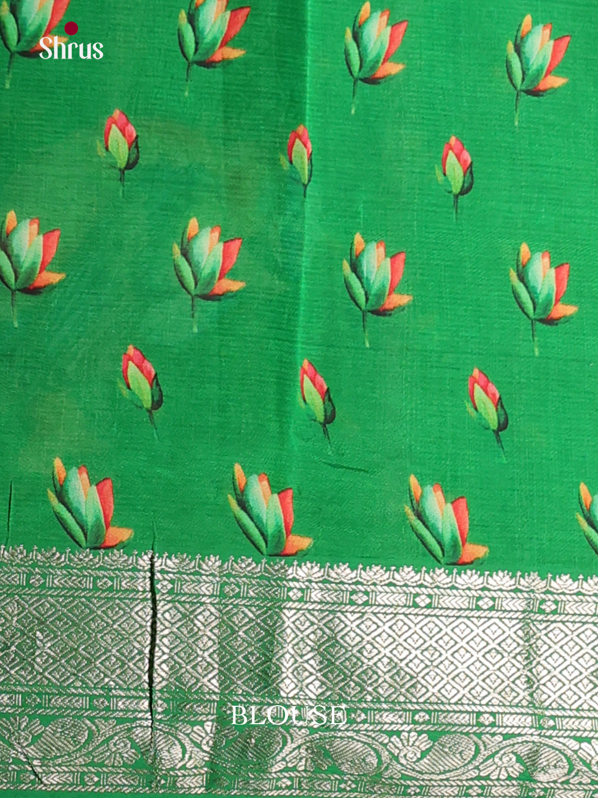 Pink & Green - Mangalagiri printed silkcotton Saree - Shop on Shrus.com