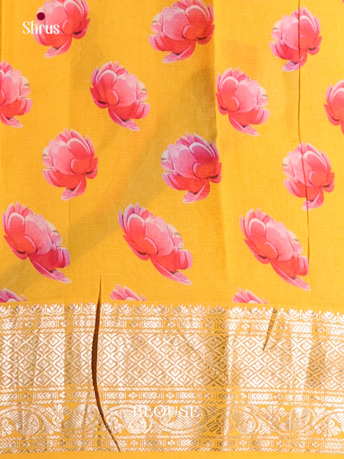 Blue & Yellow- Mangalagiri printed silkcotton Saree
