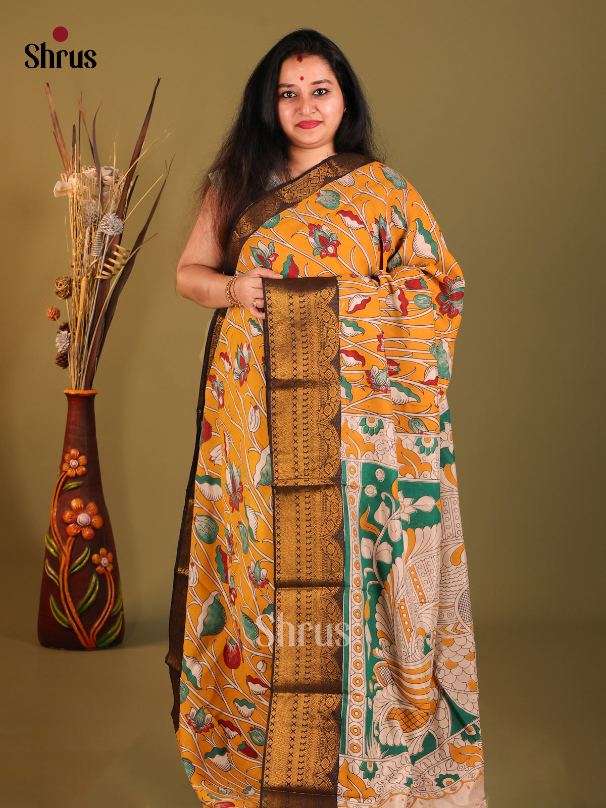 Mustard & Green- Mangalagiri silkcotton Saree