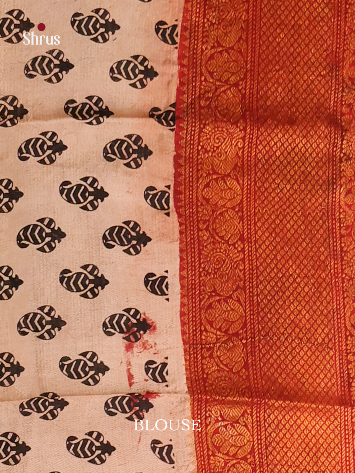 Cream & Red Mangalagiri silkcotton Saree