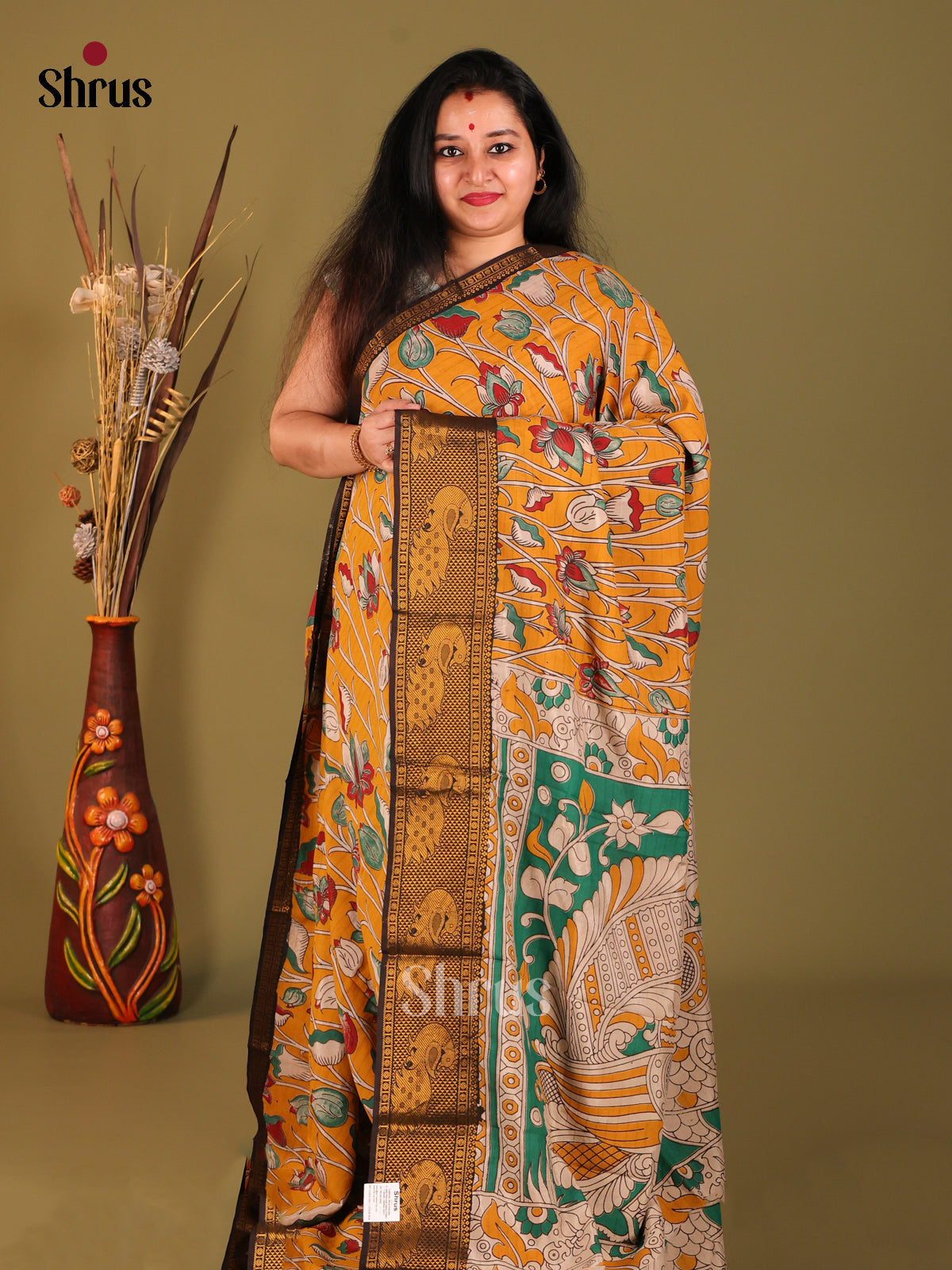 Mustard & Green - Mangalagiri silkcotton Saree