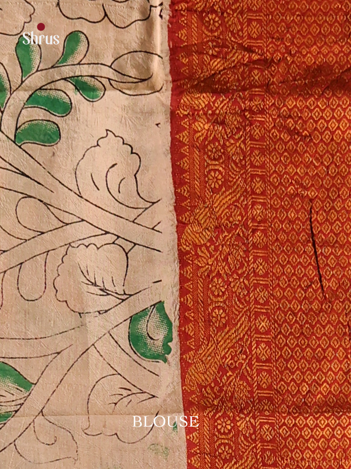 Cream & Red - Mangalagiri silkcotton Saree