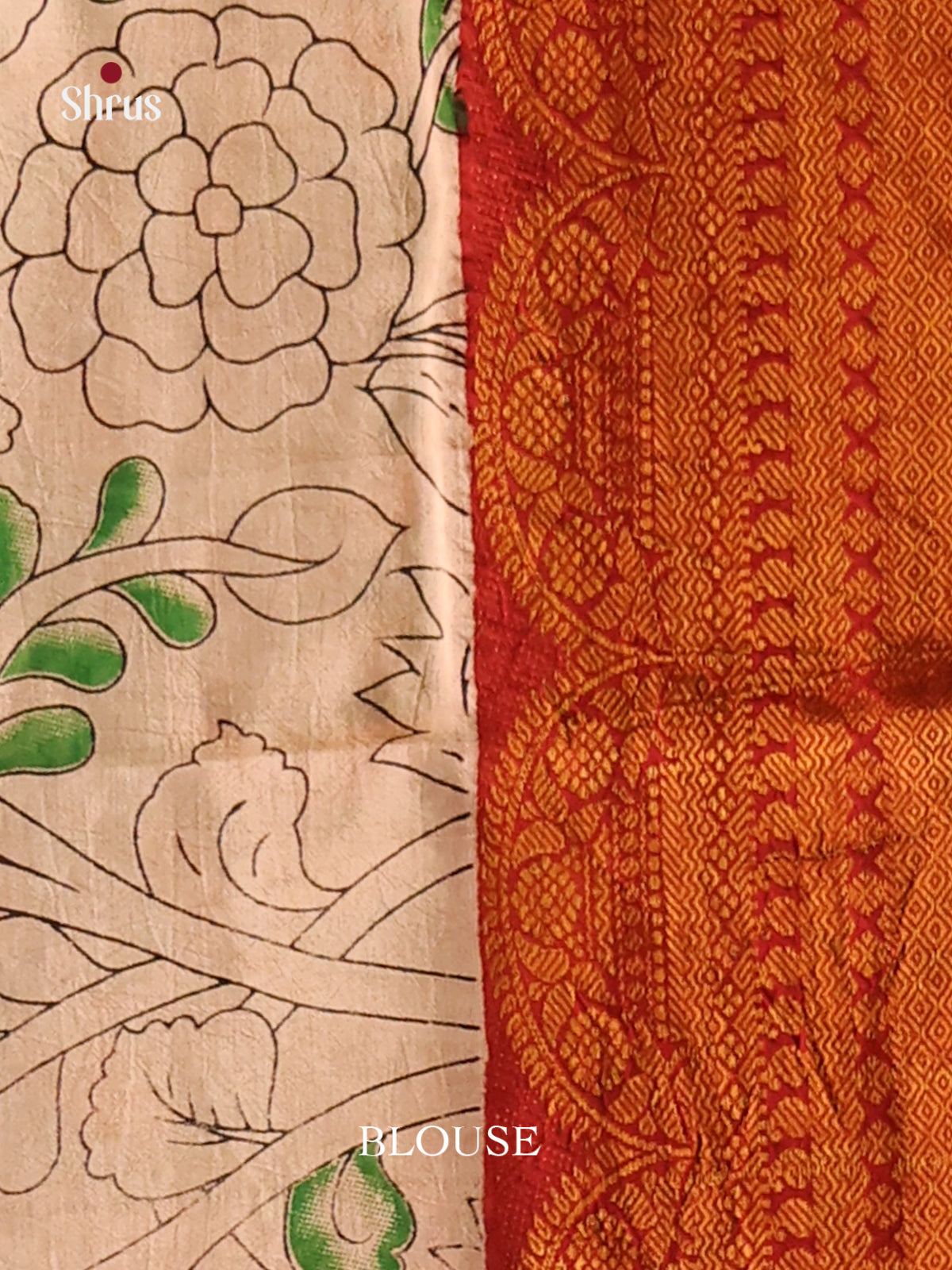 Mustard & Red - Mangalagiri silkcotton Saree -2