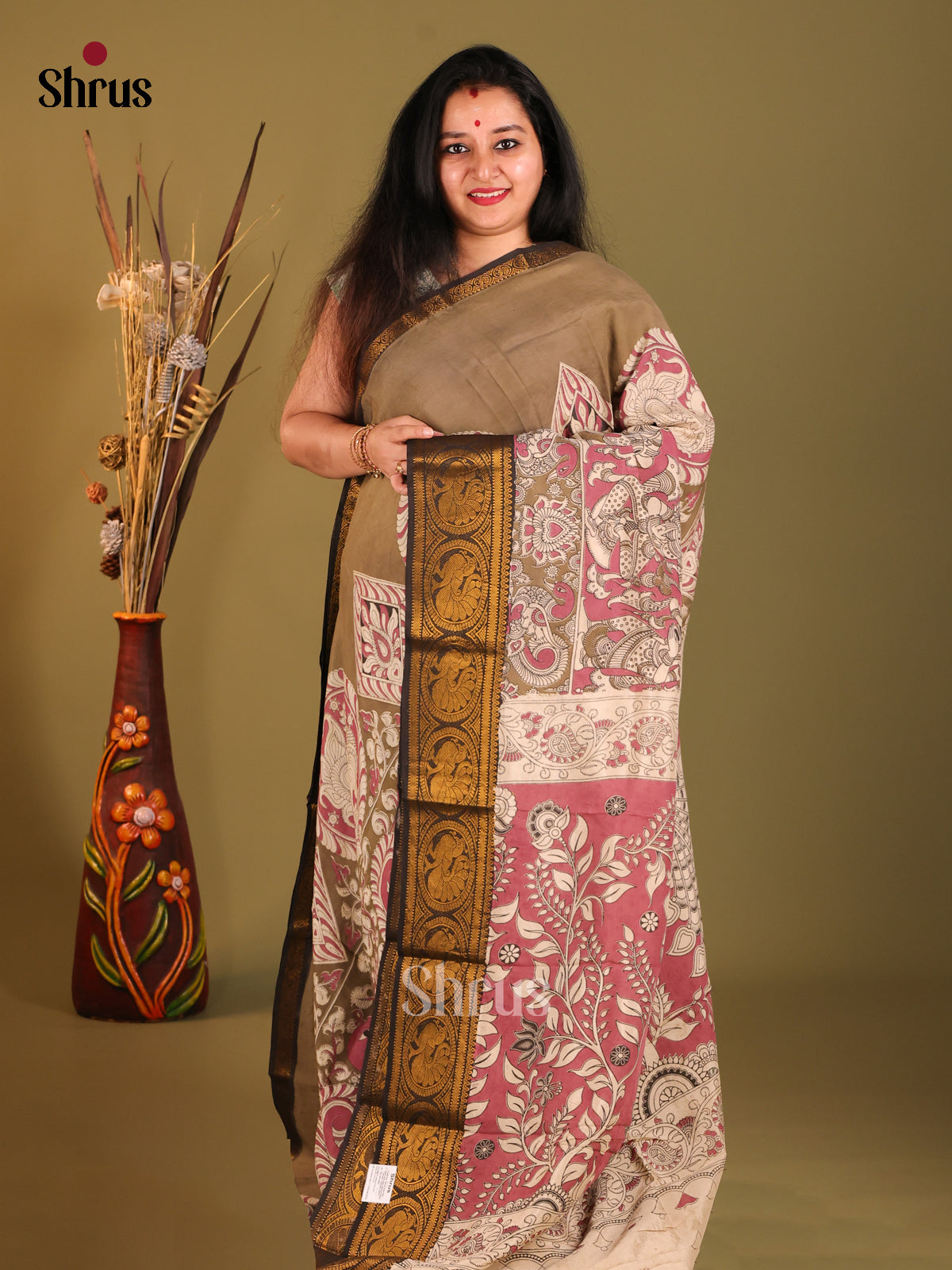 Grey & Pink- Mangalagiri silkcotton Saree