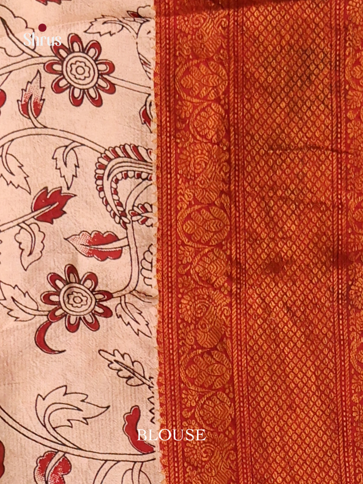 Orange & Red - Mangalagiri silkcotton Saree -2