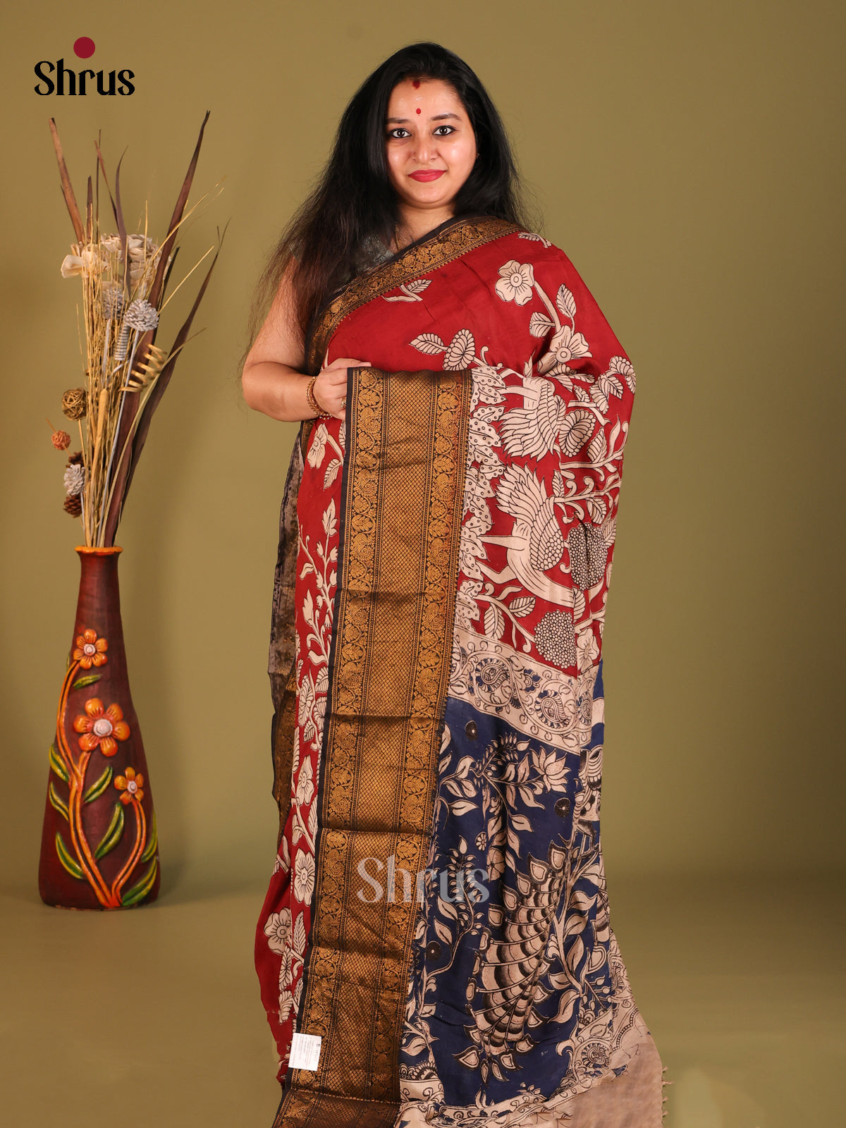 Red & Cream -Mangalagiri silkcotton Saree