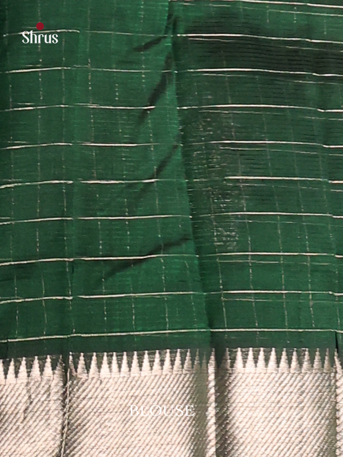 Green single tone Mangalagiri silkcotton Saree with zari checks -1
