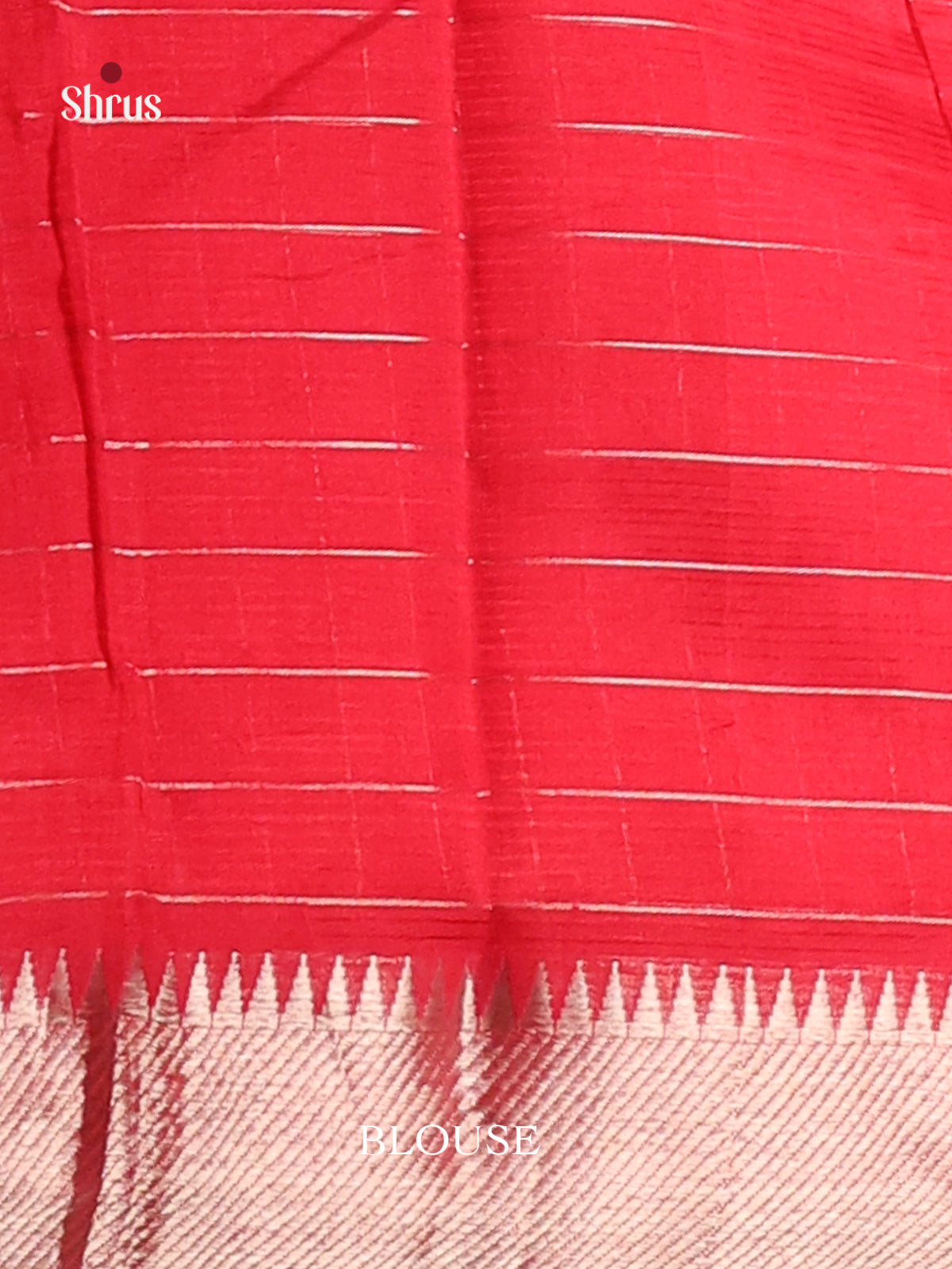 Red single tone Mangalagiri silkcotton Saree with zari checks -1