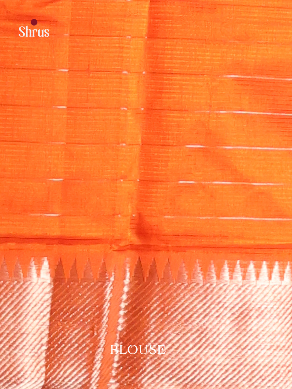 Orange single Tone Mangalagiri silkcotton Saree with zari checks -1
