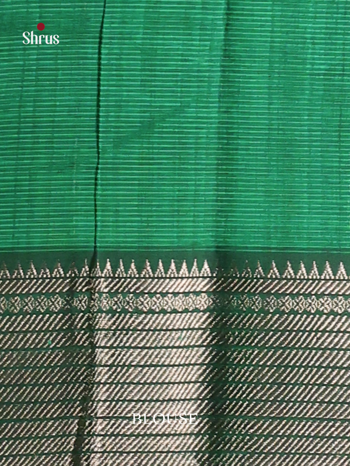 Green single Tone Mangalagiri silkcotton Saree with zari stripes -1