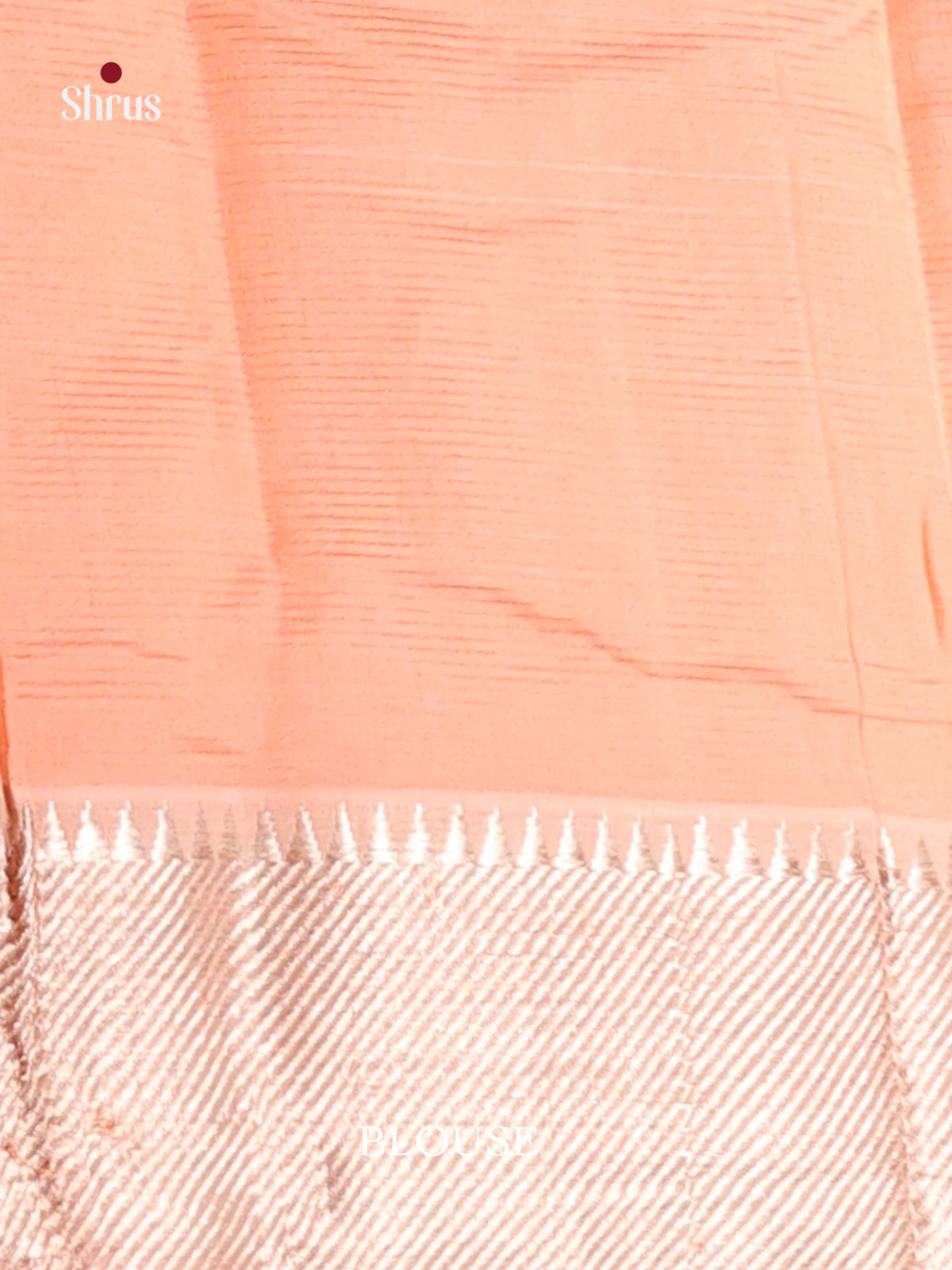 Peach single tone Mangalagiri silkcotton Saree with silver zari border -1