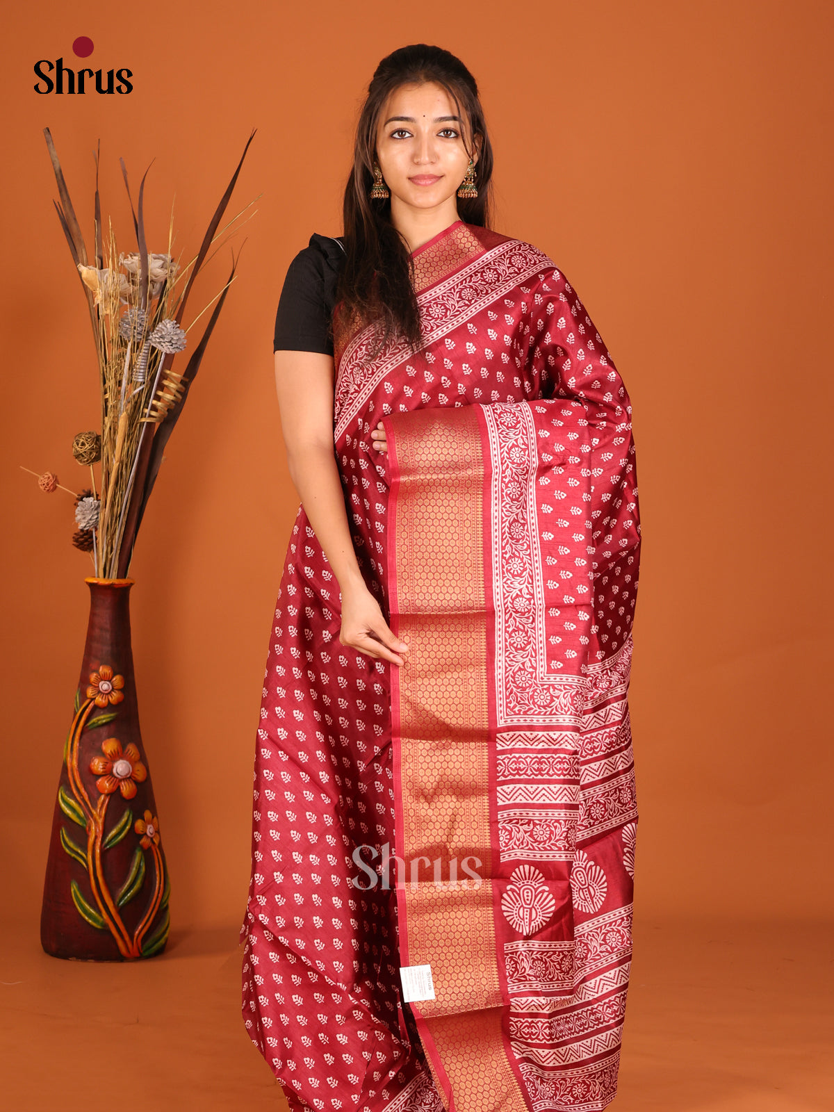 DHS06486 - Semi Crepe Saree - Shop on Shrus.com