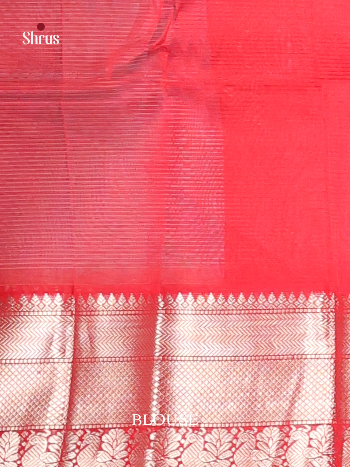 ice blue & Red - Mangalagiri silkcotton Saree with zari floral buttas -2