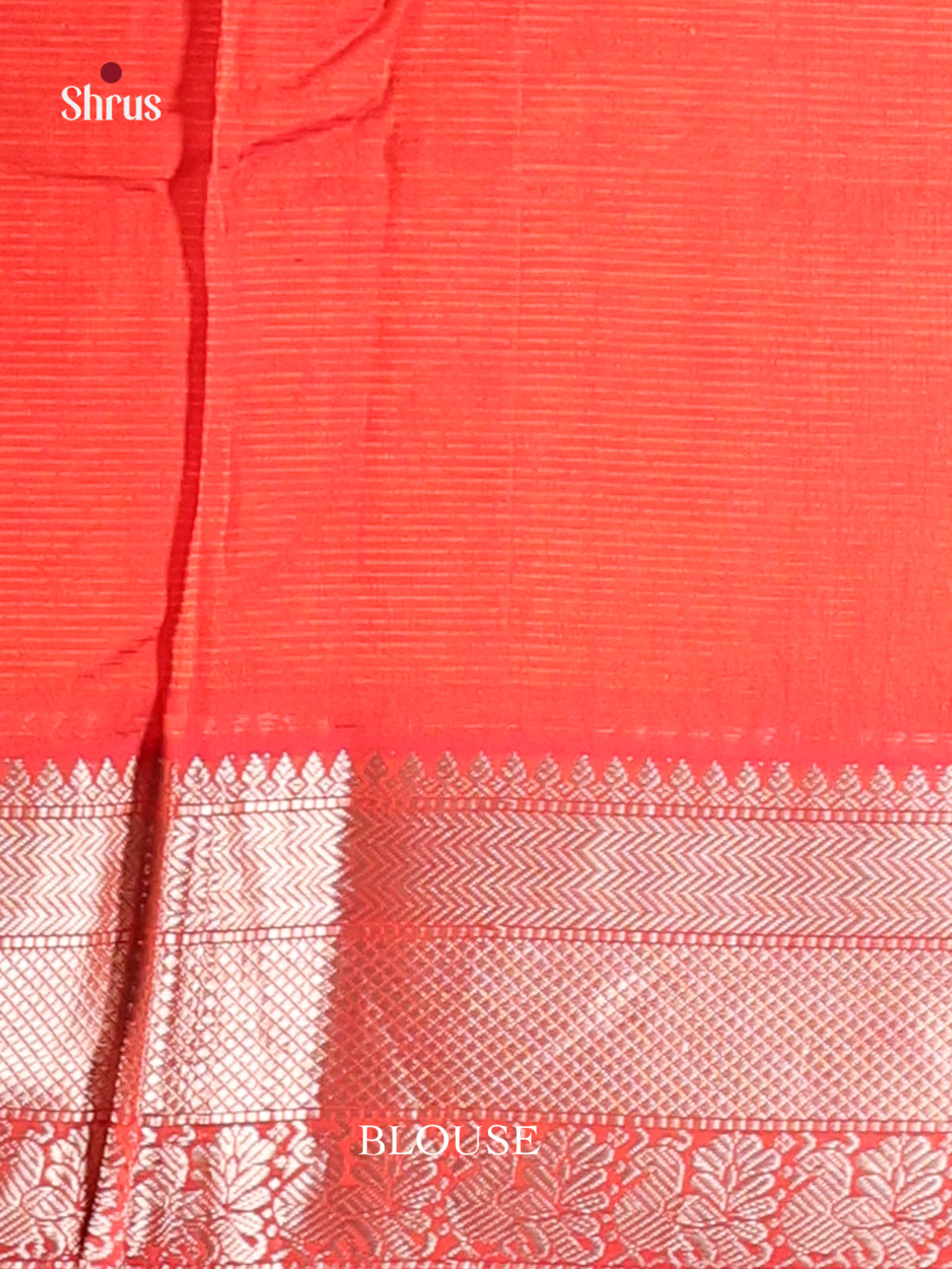 Orangish Pink Mangalagiri silkcotton Saree gleams with peacock, floral buttas -2