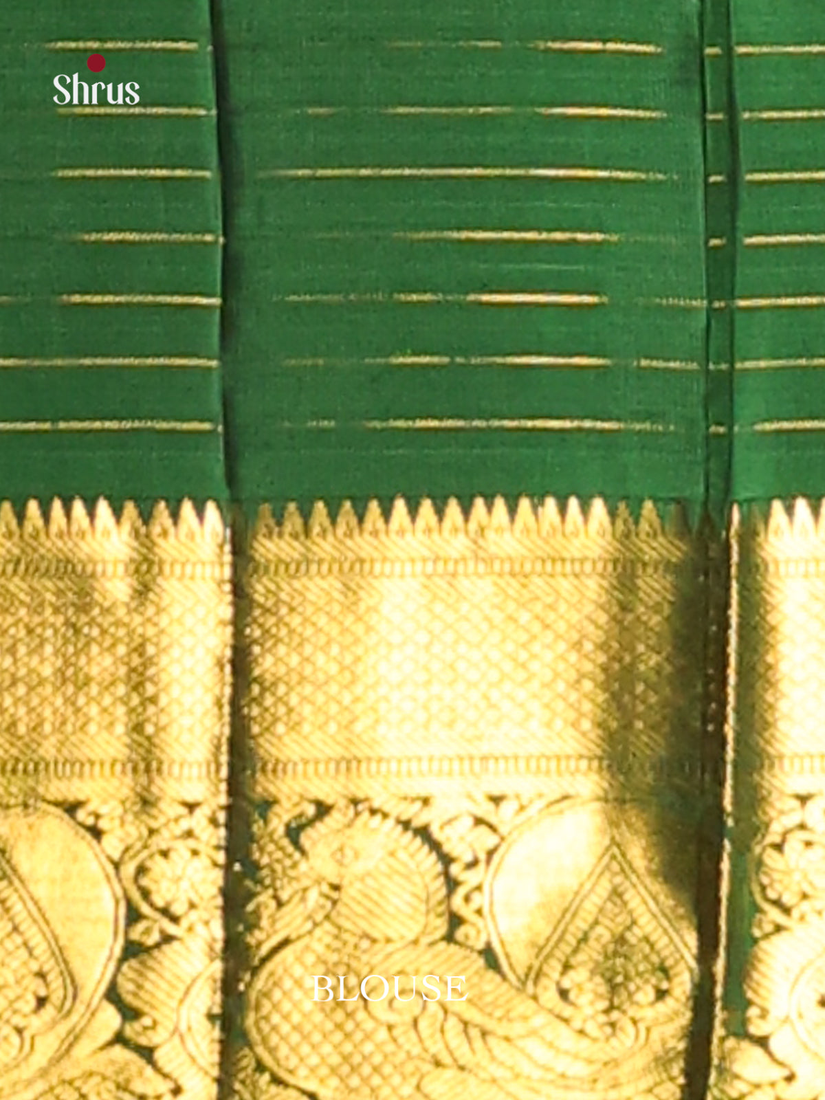 Yellow & Green Kanchipuram Korvai Saree with contrast rich zari border - Shop on Shrus.com