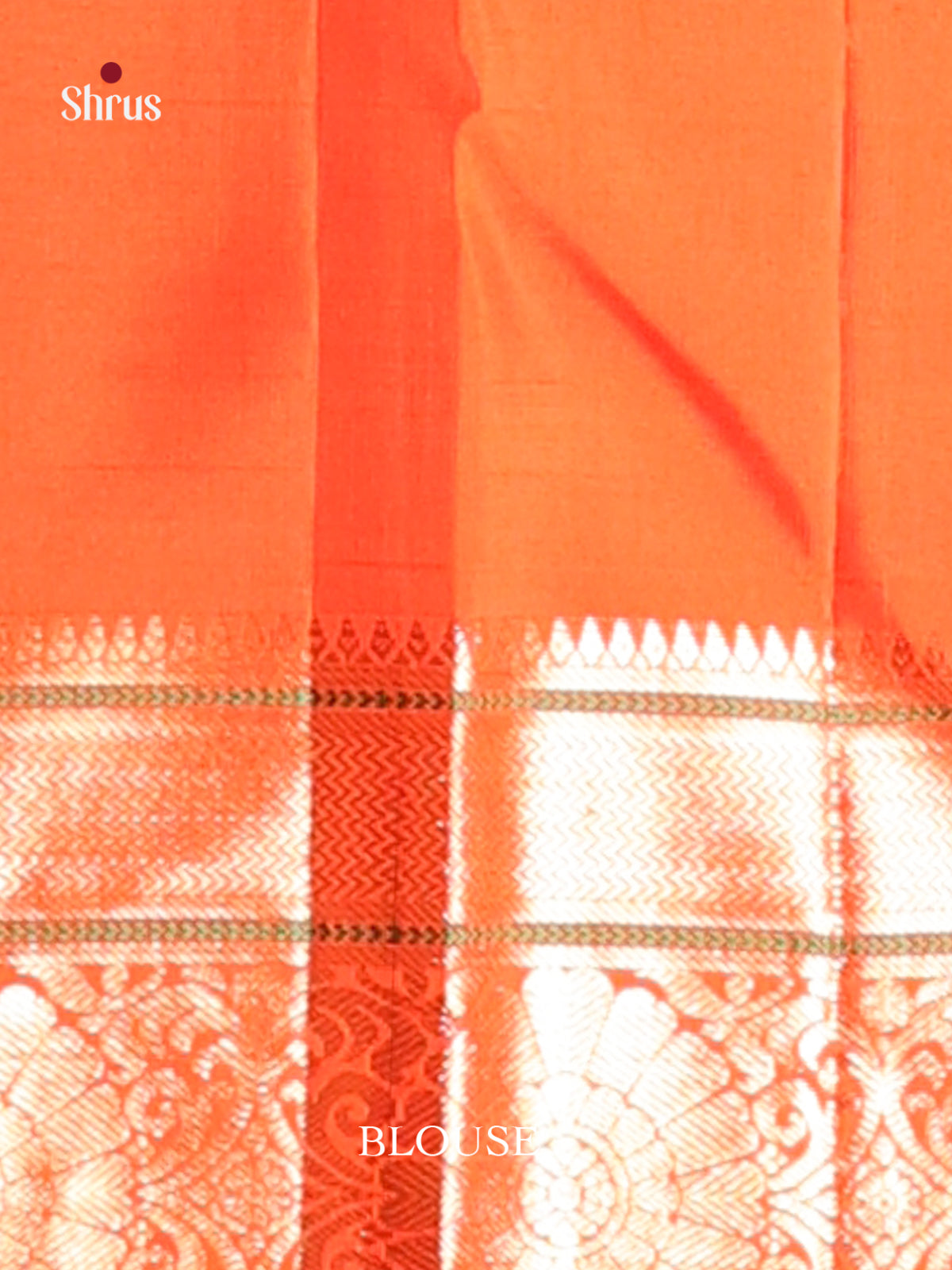 Charming Cream Korvai Kanchipuram Silk Saree with floral buttas & Grand Orange Border 2