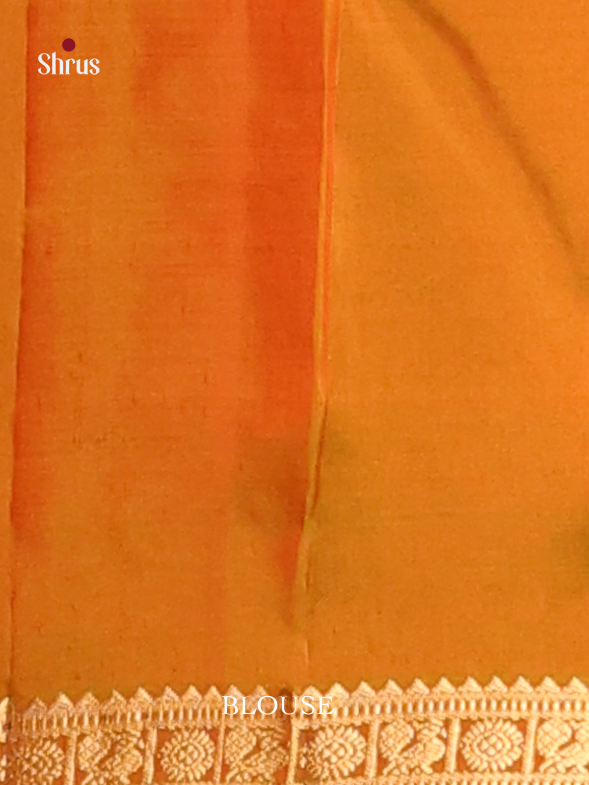 Orangish Pink Kanchipuram Silk Korvai Saree with gold zari buttas - Shop on Shrus.com