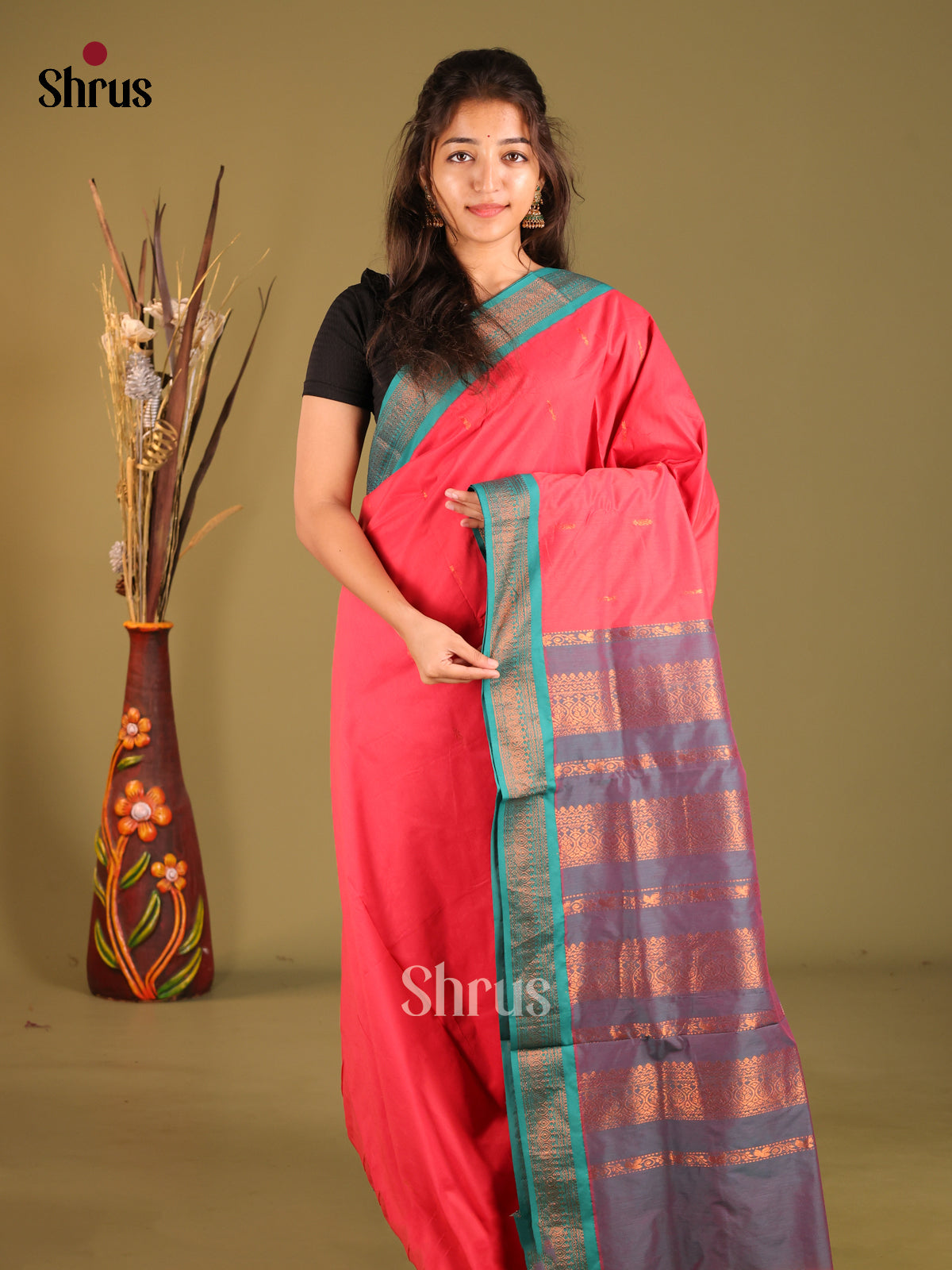 Pink & Teal - Kalyani Cotton Saree