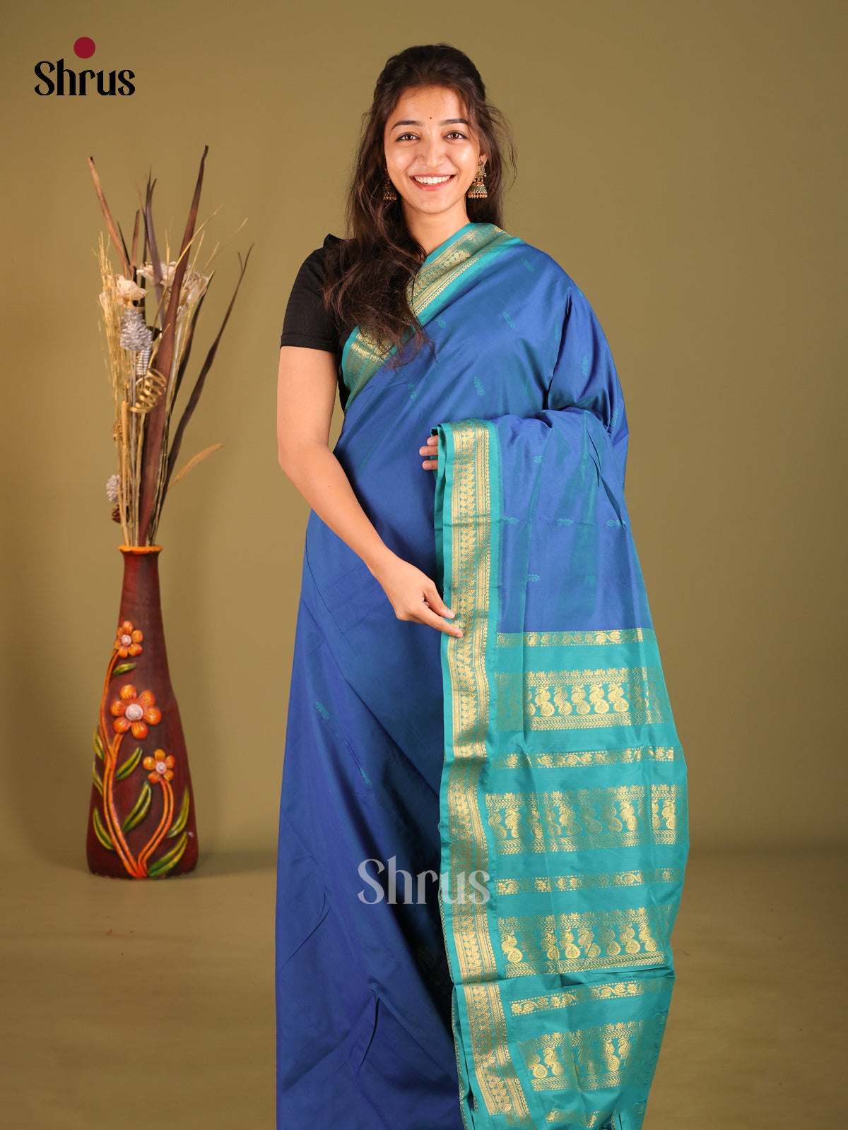 Blue & Teal - Kalyani Cotton Saree