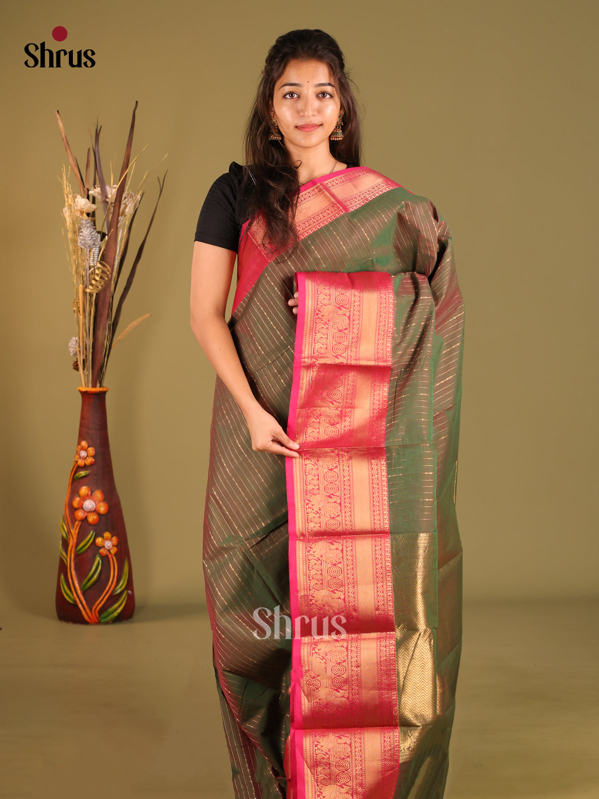 Double Shaded Green & Pink - Chettinad Cotton Saree