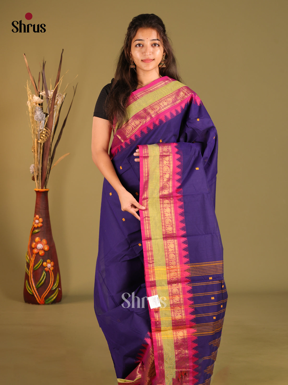 Blue & Pink - Chettinad Cotton Saree