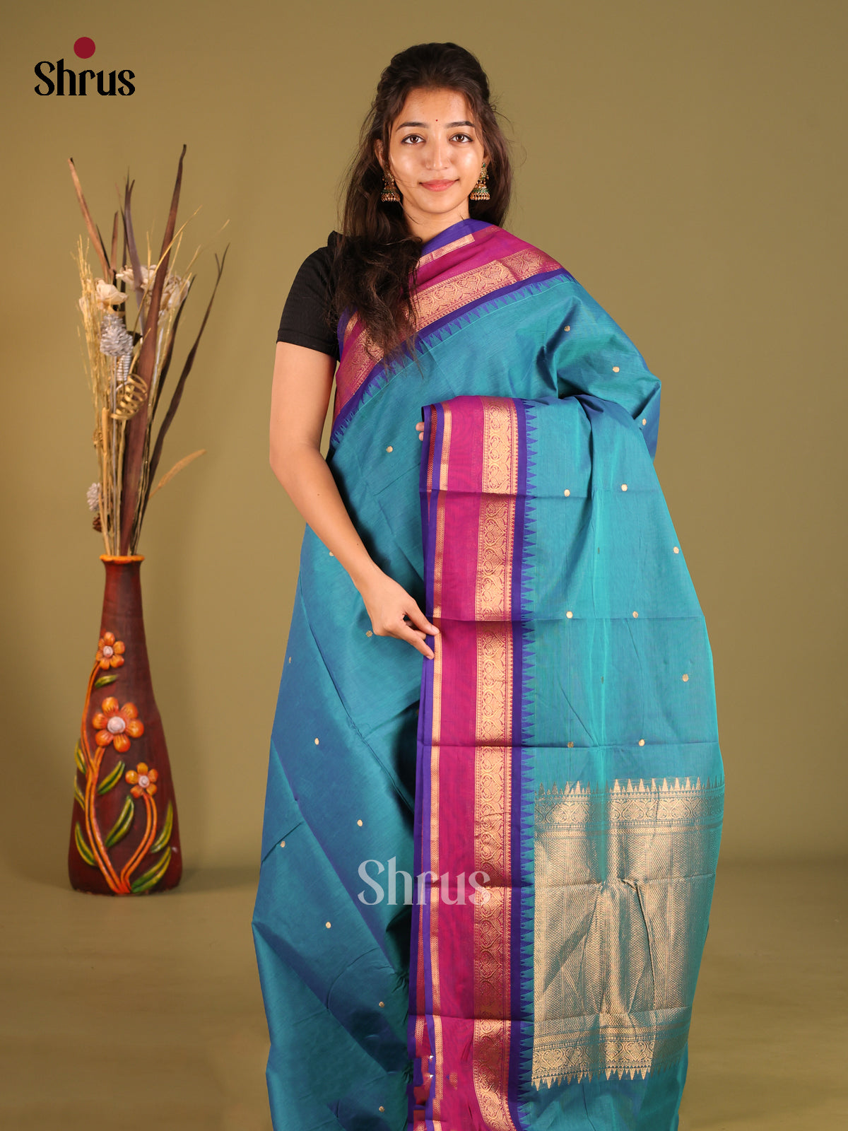 Blue & Purple - Chettinad Cotton Saree