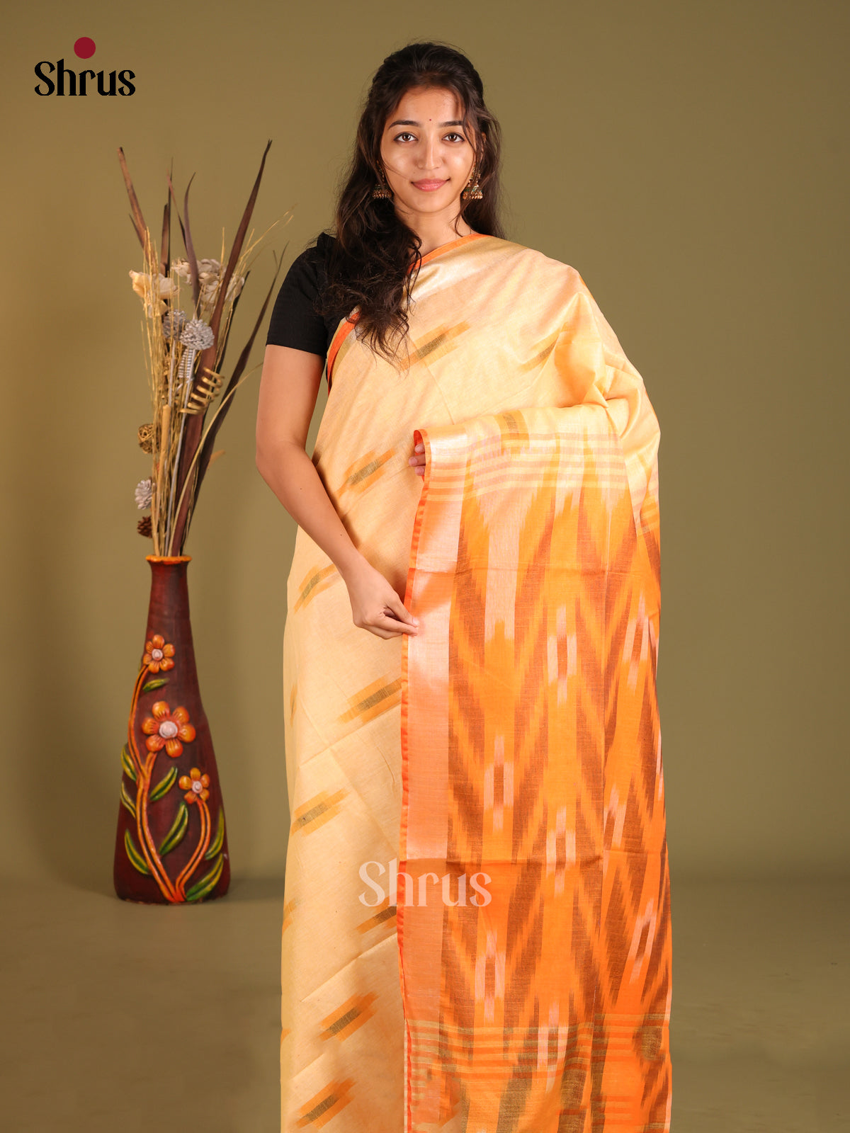 DHS08106 - Semi Ikkat Saree - Shop on Shrus.com