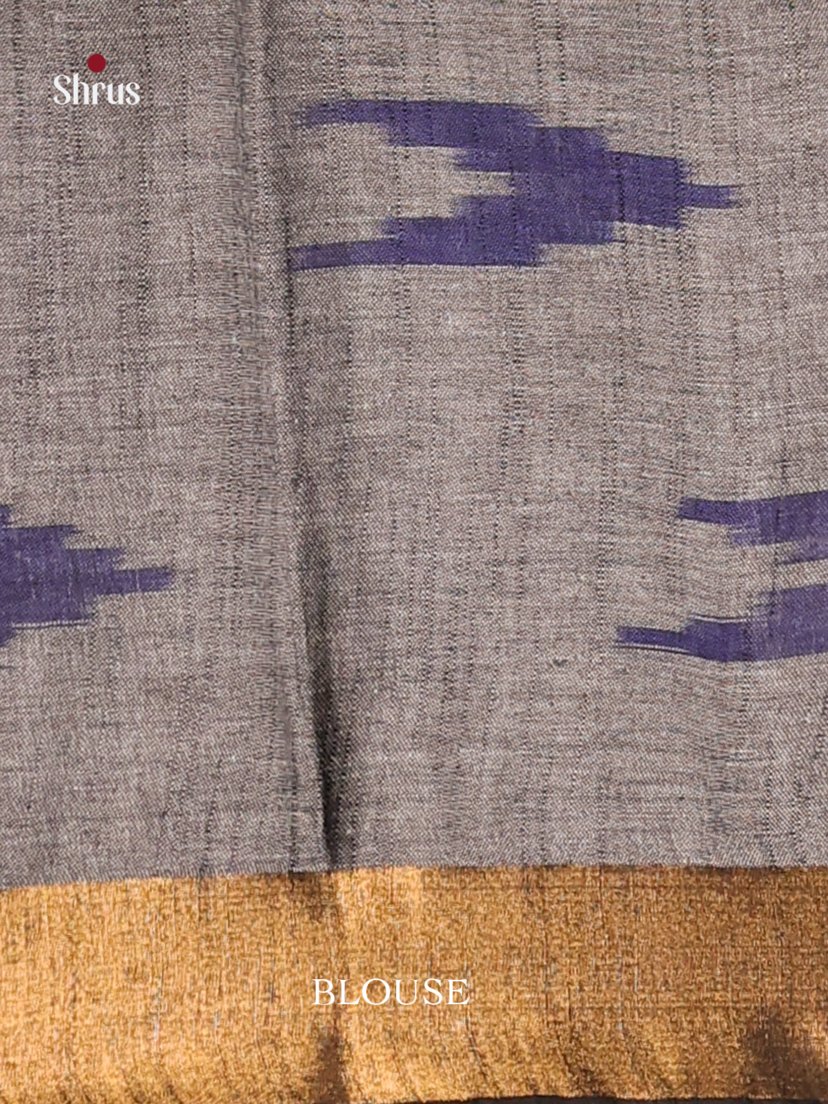 Cream & Grey - Semi Ikkat Saree