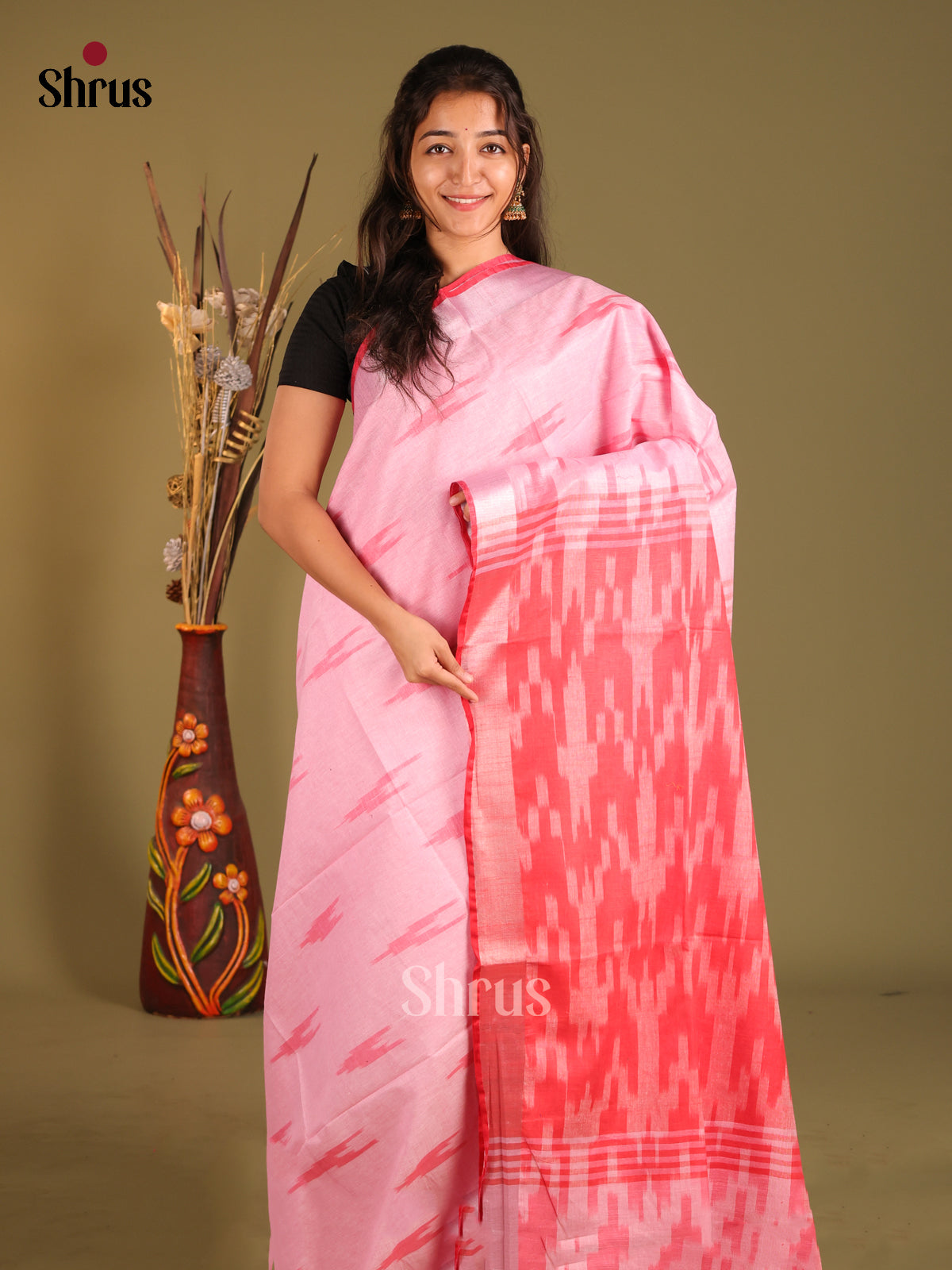 DHS08148 - Semi Ikkat Saree - Shop on Shrus.com