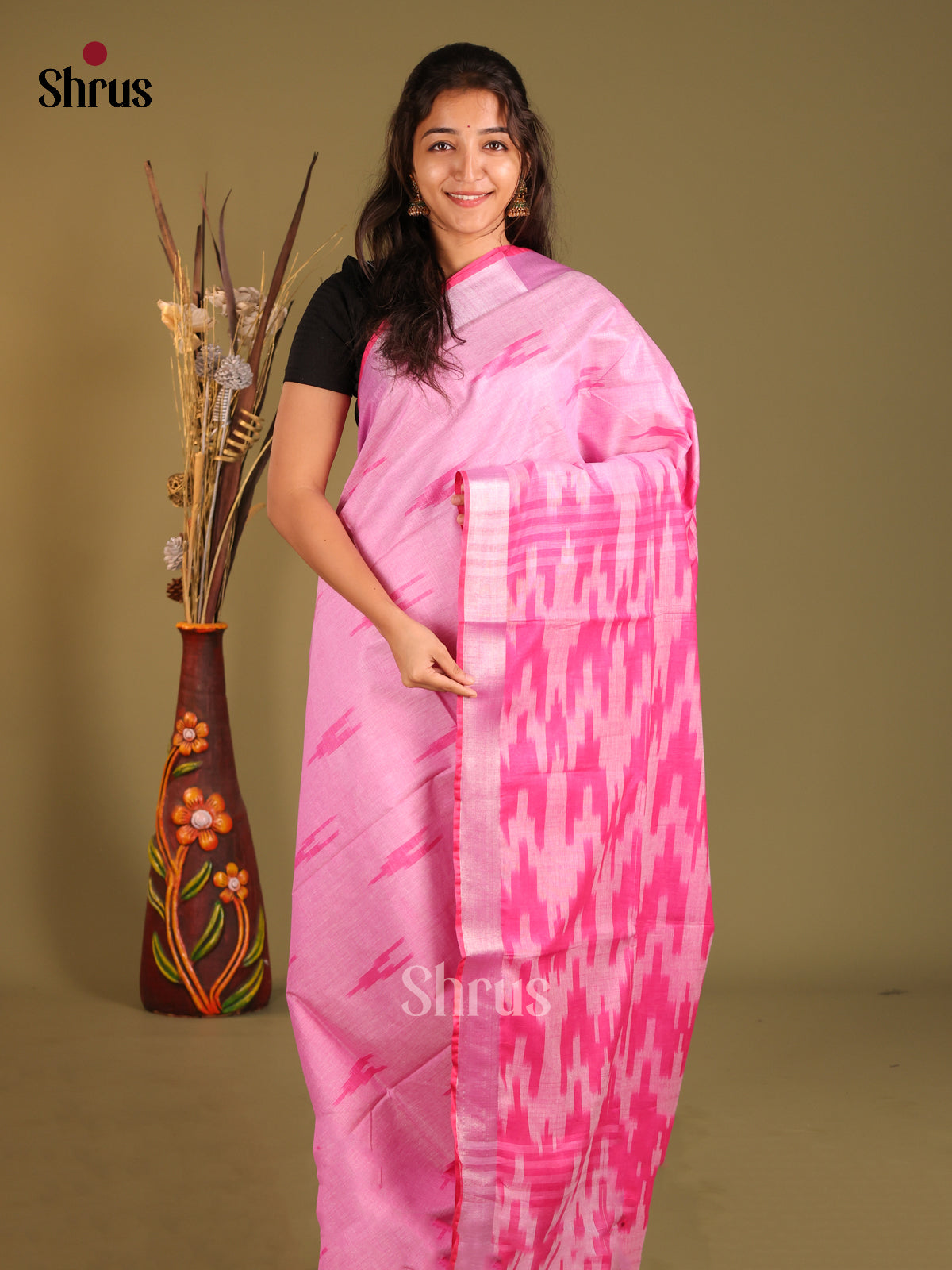 DHS08170 - Semi Ikkat Saree - Shop on Shrus.com