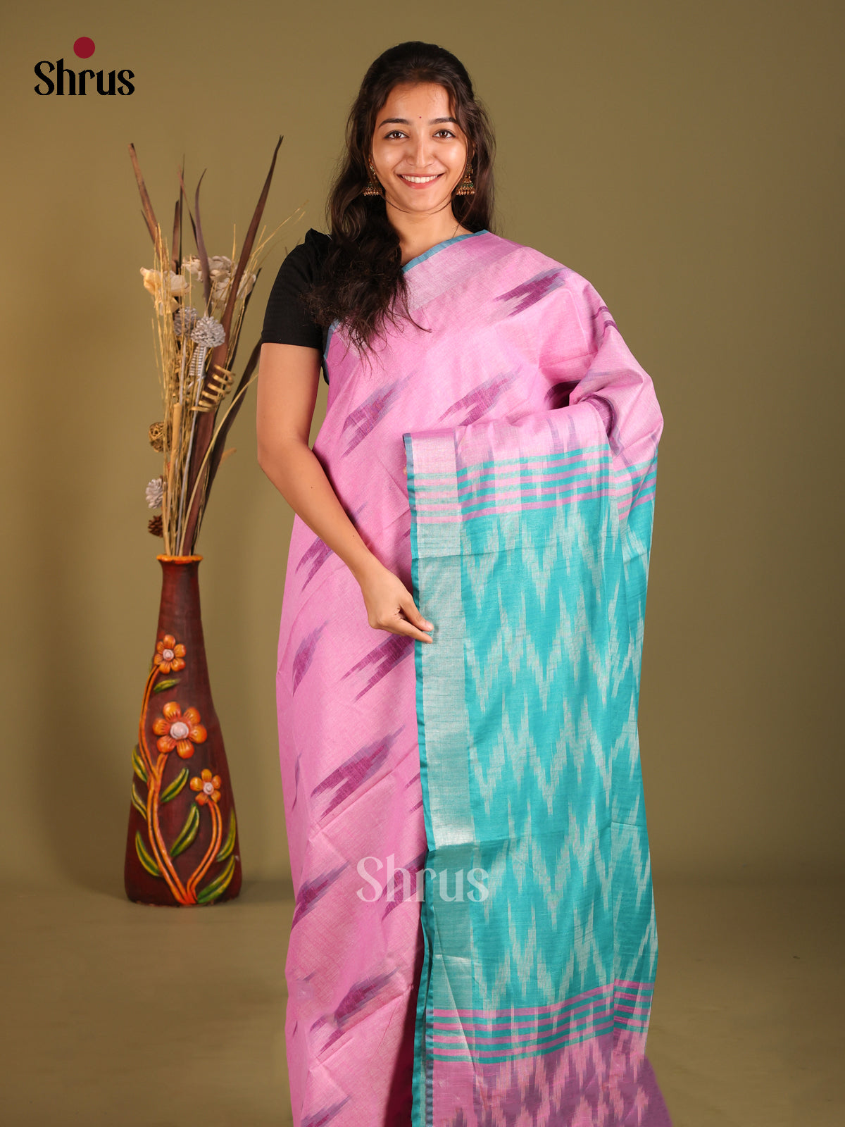 DHS08187 - Semi Ikkat Saree - Shop on Shrus.com