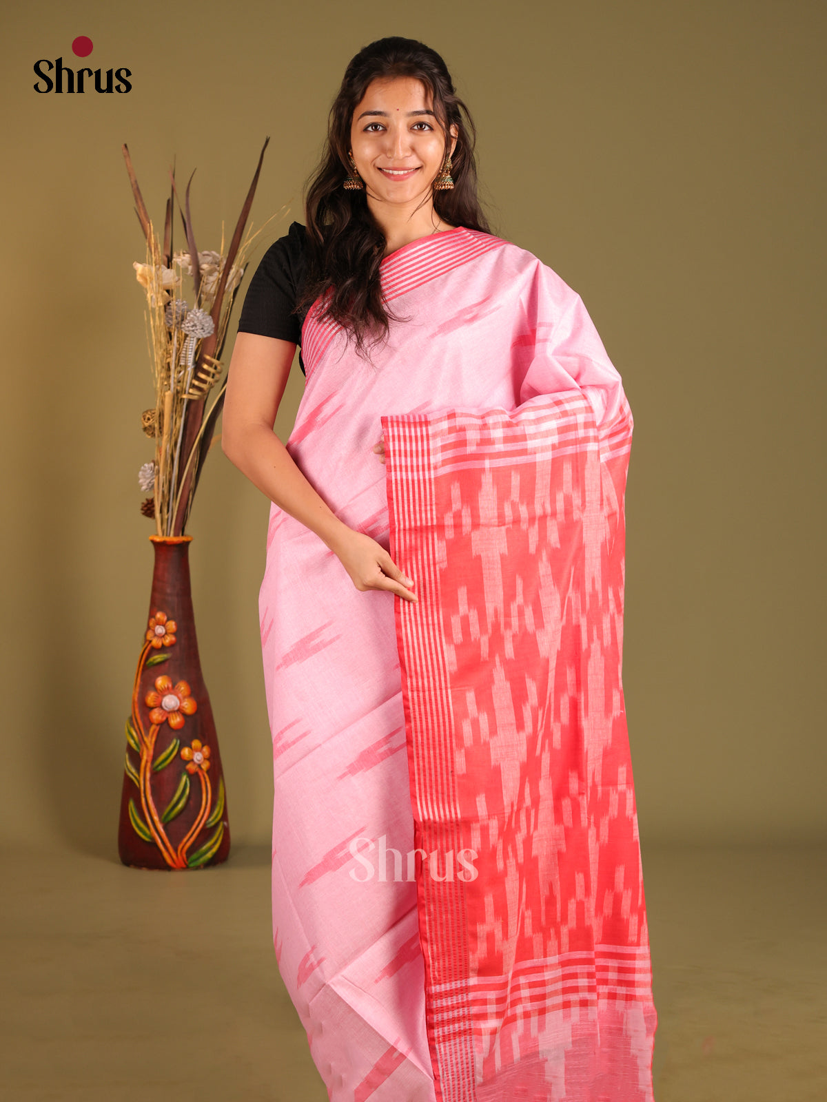 DHS08192 - Semi Ikkat Saree - Shop on Shrus.com