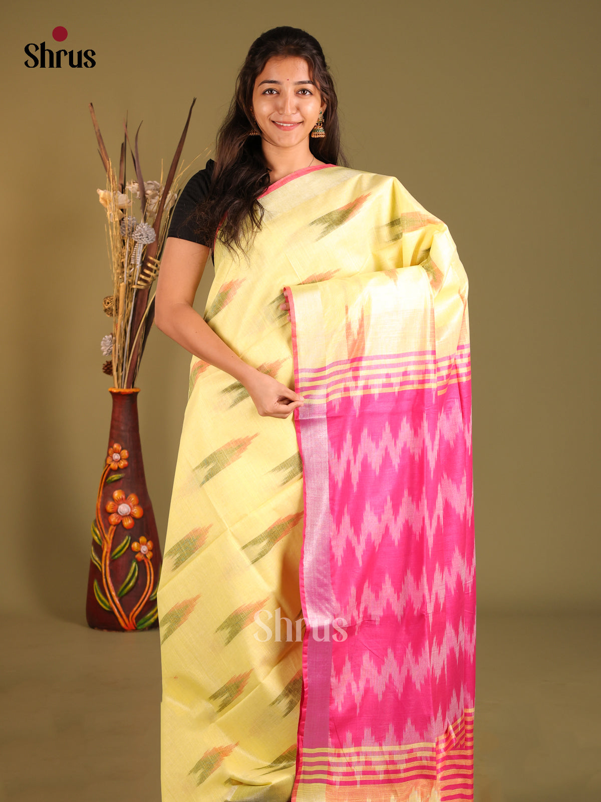 DHS08195 - Semi Ikkat Saree - Shop on Shrus.com