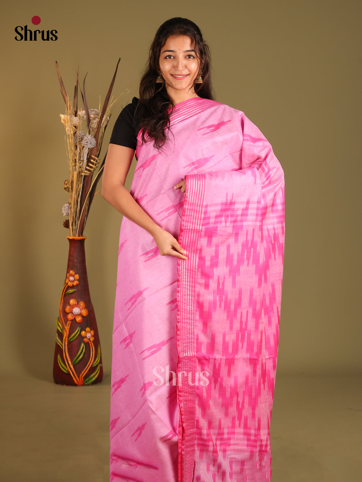 DHS08199 - Semi Ikkat Saree - Shop on Shrus.com
