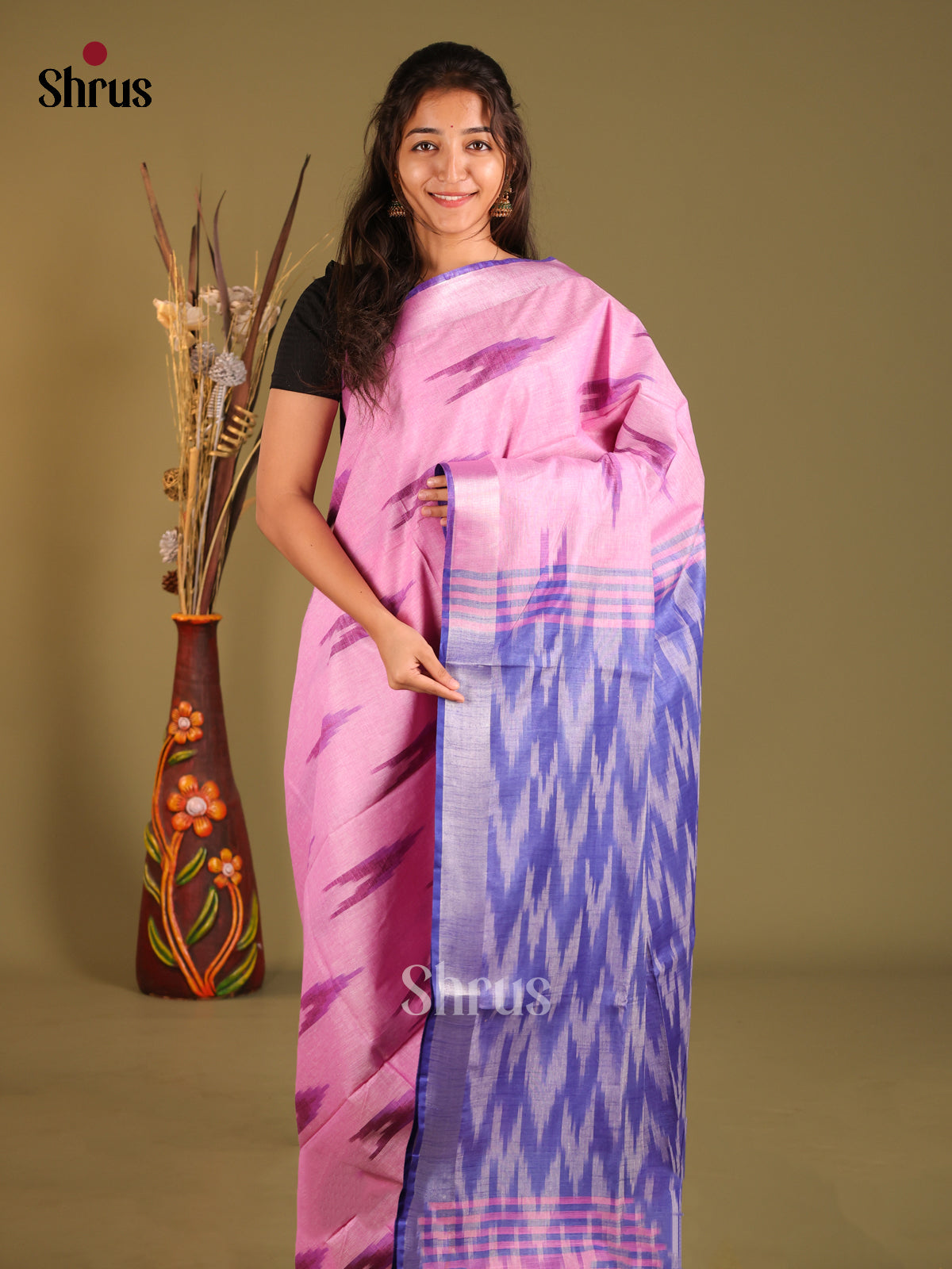DHS08211 - Semi Ikkat Saree - Shop on Shrus.com
