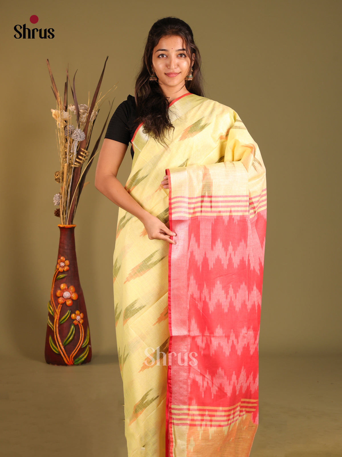 DHS08222 - Semi Ikkat Saree - Shop on Shrus.com