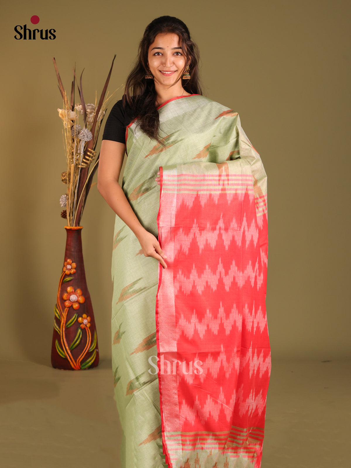 DHS08223 - Semi Ikkat Saree - Shop on Shrus.com