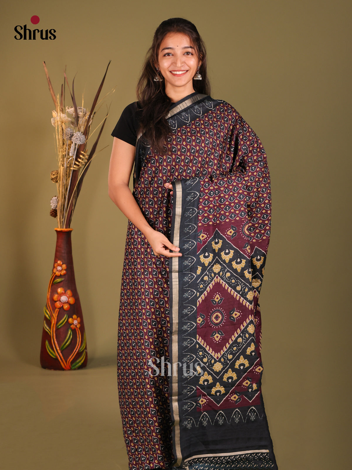 Black - Art Modal Saree - Shop on Shrus.com