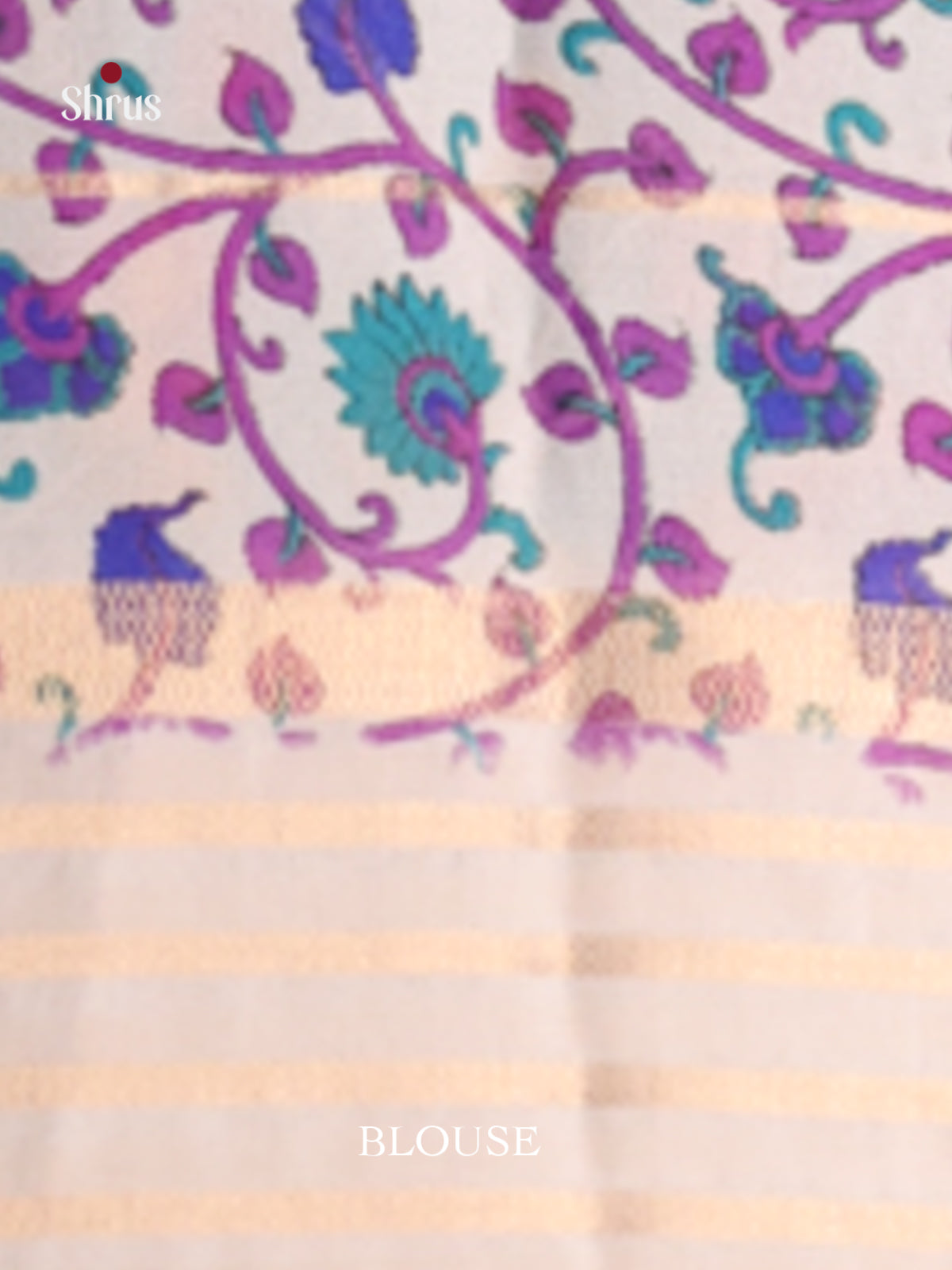 Blue & Cream - Semi Mysoresilk Saree