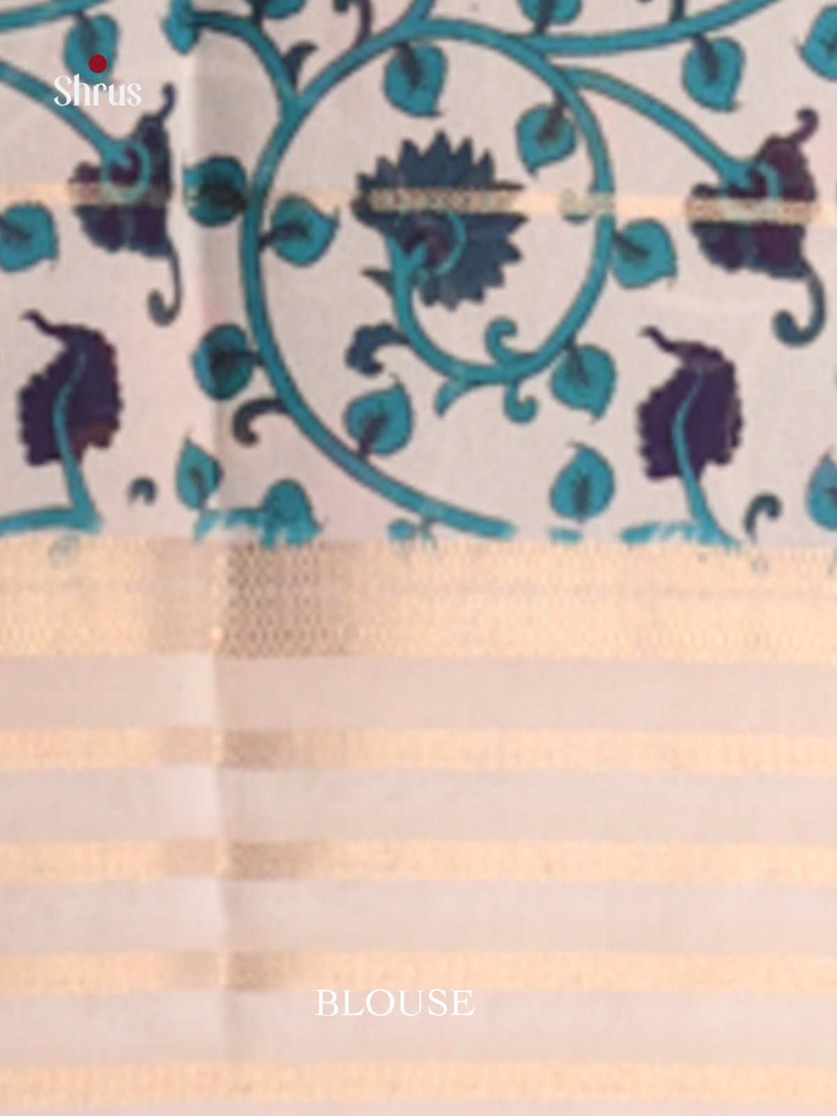 Blue & Cream - Semi Mysoresilk Saree