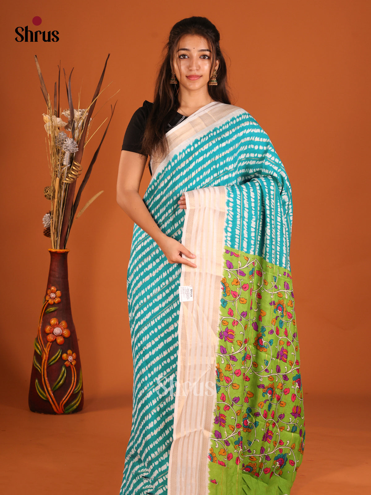 Blue & Green - Semi Mysoresilk Saree